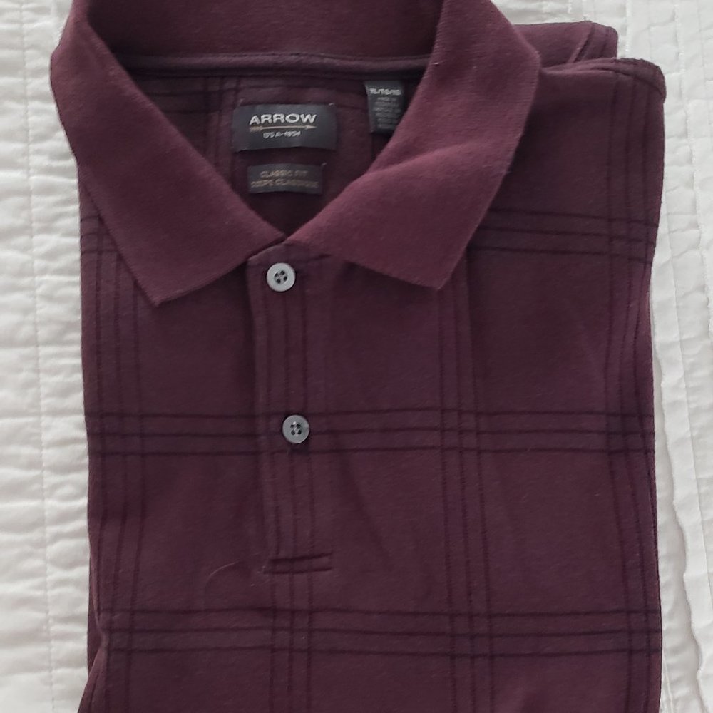 Arrow long sleeve button-down shirt in burgundy print